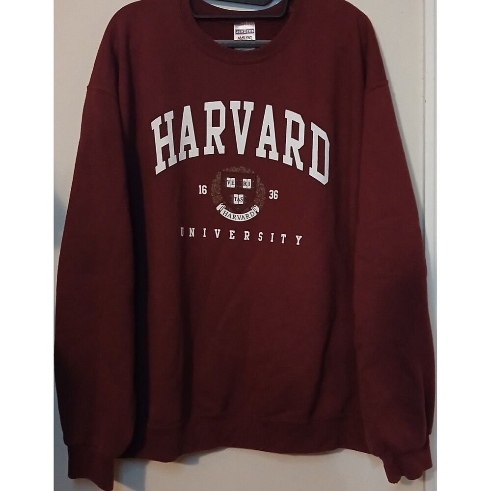 Harvard University Sweatshirt Mens XL Crimson Jerzees NuBlend College Crewneck